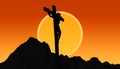 Jesus Christ crucified on the cross at Calvary hill illustration