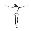 Jesus Christ crucified. Vector black illustration on white background Royalty Free Stock Photo