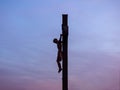 Jesus christ crucifix cross on heaven sunrise concept christmas catholic religion, forgiving christian worship god Royalty Free Stock Photo