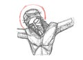 Jesus Christ at crucifixion illustration Royalty Free Stock Photo