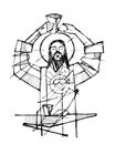 Jesus Christ and Eucharist symbols illustration