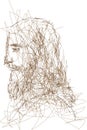 Jesus Christ face. Christian and Catholic religion. Vector illustration