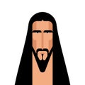 Jesus Christ Face. Gods Son. Biblical religious vector illustration