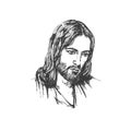 Jesus Christ, graphic portrait. Hand drawing.