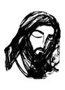 Jesus Christ Face ink illustration Royalty Free Stock Photo