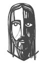 Jesus Christ face ink illustration Royalty Free Stock Photo