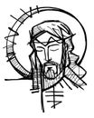 Jesus Christ Face ink illustration