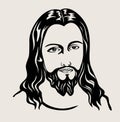 Jesus Christ Face Sketch , art vector design Royalty Free Stock Photo