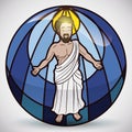 Jesus Christ Figure in Stained Glass, Vector Illustration Royalty Free Stock Photo