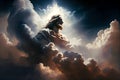 Jesus Christ, God, in the clouds, surrounded by clouds, Second Coming of Christ, Christian illustration