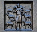 Jesus Christ, the good shepherd, relief on the door of the Grossmunster church in Zurich