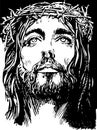 Jesus Christ, graphic close-up portrait. Sketch illustration