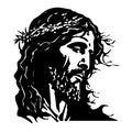 Jesus Christ. Hand drawn vector illustration. Black silhouette svg of Jesus, laser cutting cnc. Royalty Free Stock Photo