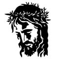 Jesus Christ. Hand drawn vector illustration. Black silhouette svg of Jesus, laser cutting cnc. Royalty Free Stock Photo