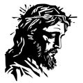 Jesus Christ. Hand drawn vector illustration. Black silhouette svg of Jesus, laser cutting cnc. Royalty Free Stock Photo