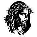 Jesus Christ. Hand drawn vector illustration. Black silhouette svg of Jesus, laser cutting cnc. Royalty Free Stock Photo