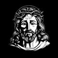 Jesus Christ. Hand drawn vector illustration. Black silhouette svg of Jesus, laser cutting cnc. Royalty Free Stock Photo
