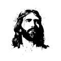 Jesus Christ. Hand drawn vector illustration. Black silhouette svg of Jesus, laser cutting cnc. Royalty Free Stock Photo