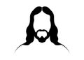 Jesus Christ, graphic portrait vector black silhouette isolated on white background