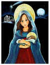 Jesus Christ, Mary - illustration for the children Royalty Free Stock Photo