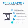 Jesus, Christ, Monument, Landmark Blue Infographics Template 5 Steps. Vector Line Icon template