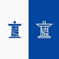 Jesus, Christ, Monument, Landmark Line and Glyph Solid icon Blue banner