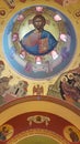 Jesus Christ painted on the ceiling dome of a Greek Orthodox church Royalty Free Stock Photo