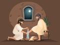 Jesus Christ and Peter. The washing of the feet. Maundy Thursday Royalty Free Stock Photo