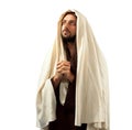 Jesus Christ prays with clasped hands