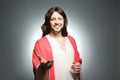 Jesus Christ reaching out his hand on grey background Royalty Free Stock Photo