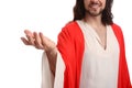 Jesus Christ reaching out his hand on white background, closeup Royalty Free Stock Photo