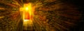 Jesus Christ is Risen. Exit from the cave in the form of cross. Bright sun and stairs leading to the exit. Biblical story concept Royalty Free Stock Photo