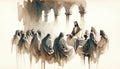 Jesus Christ\'s Last Discourse and Prayer. Passion Thursday. Watercolor Biblical Illustration