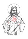 Jesus Christ Sacred Heart illustration Royalty Free Stock Photo