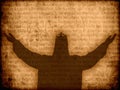 Jesus christ silhouette manuscript background