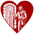 Jesus Christ, Son of God knocking at the door, symbol