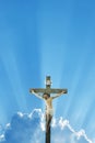 Jesus Christ statue against morning or evening sky background Royalty Free Stock Photo