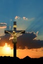 Jesus Christ statue against morning or evening sky background Royalty Free Stock Photo