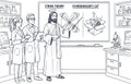 jesus christ teaching quantum physics and string theory in a laboratory with scientists Royalty Free Stock Photo