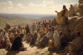 Jesus Christ teaching to a multitude of people created by generative AI