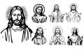 Jesus Christ Vector illustration. Black silhouette svg of Jesus, laser cutting cnc.