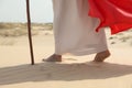 Jesus Christ walking in desert, closeup view Royalty Free Stock Photo