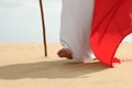 Jesus Christ walking in desert, closeup view Royalty Free Stock Photo