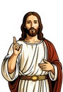jesus christ in white robe with hand raised illustration Royalty Free Stock Photo