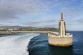 Jesus Christus statue at the port entrance in Tarifa Royalty Free Stock Photo