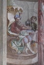 Jesus condemned to death, Pontius Pilate washed his hands, fresco on the ceiling of the St John the Baptist church in Zagreb Royalty Free Stock Photo