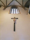 Jesus on the cross, beautiful interior of the pilgrimage Church Maria Strassengel, a 14th century Gothic church in the town of Royalty Free Stock Photo