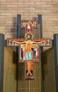 Jesus on cross painting in San Lorenzo Seminary church, Santa Inez, CA, USA