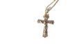 Jesus on a cross pendant golden necklace Royalty Free Stock Photo