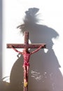 Jesus on the cross and shadow Royalty Free Stock Photo